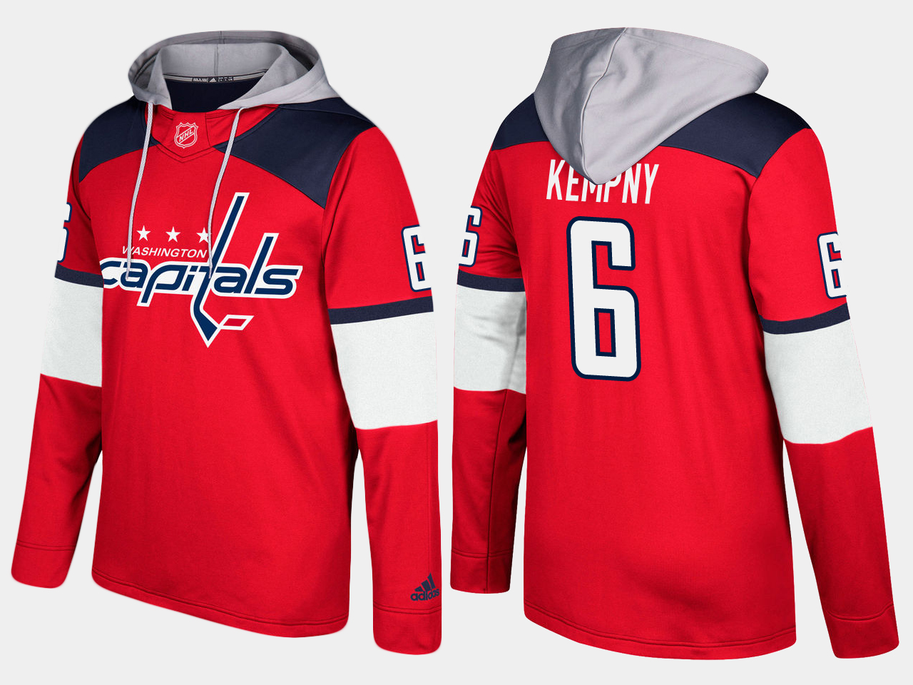 Men NHL Washington capitals 6 michal kempny red hoodie